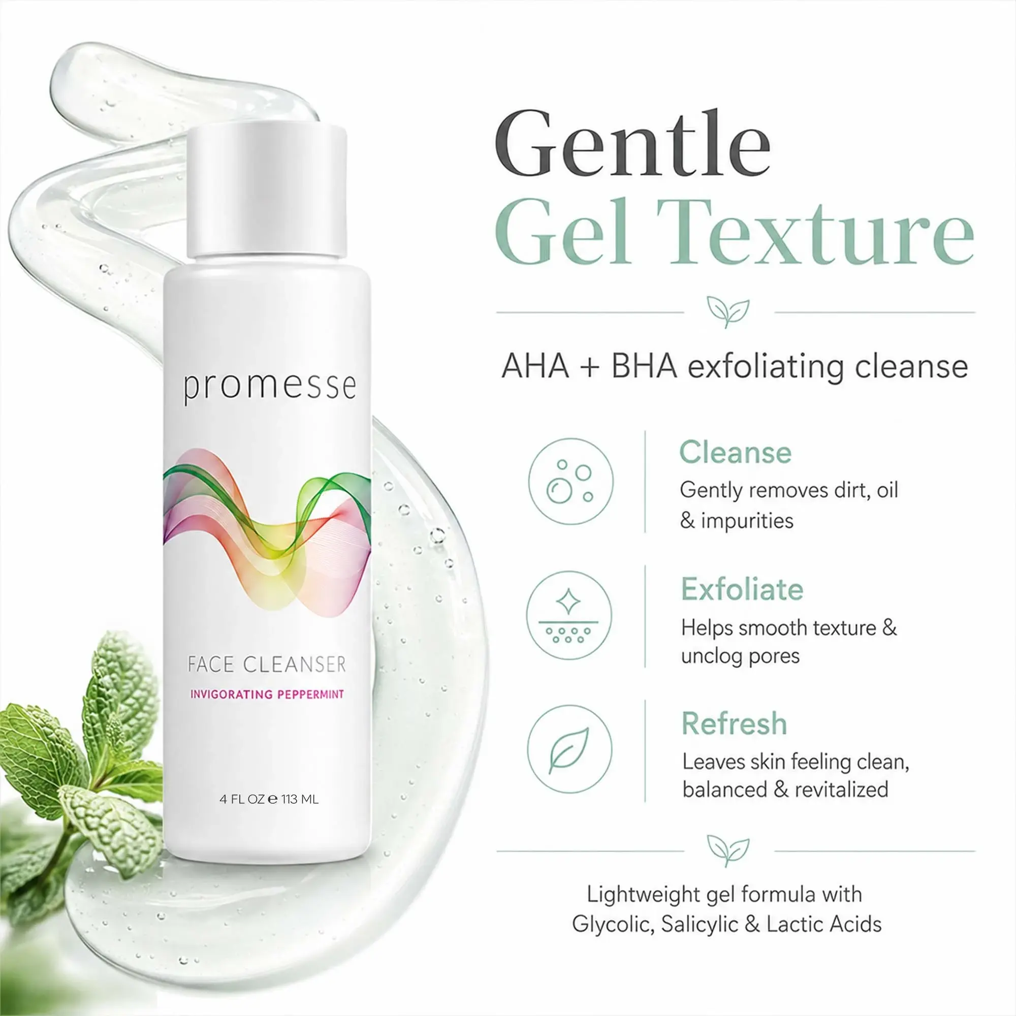Promesse Peppermint Facial Cleanser Gel 4fl - Image 4