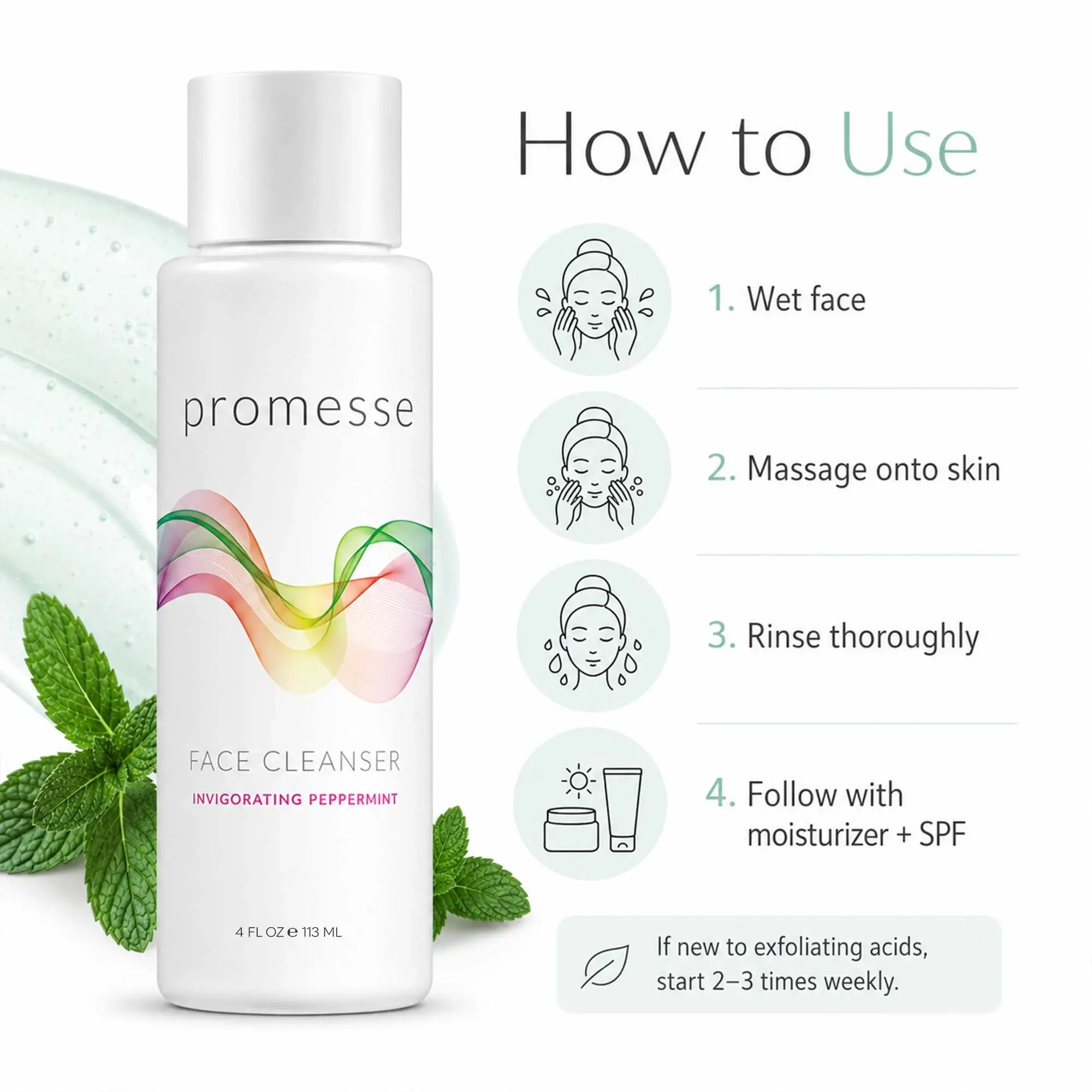 Promesse Peppermint Facial Cleanser Gel 4fl - Image 5