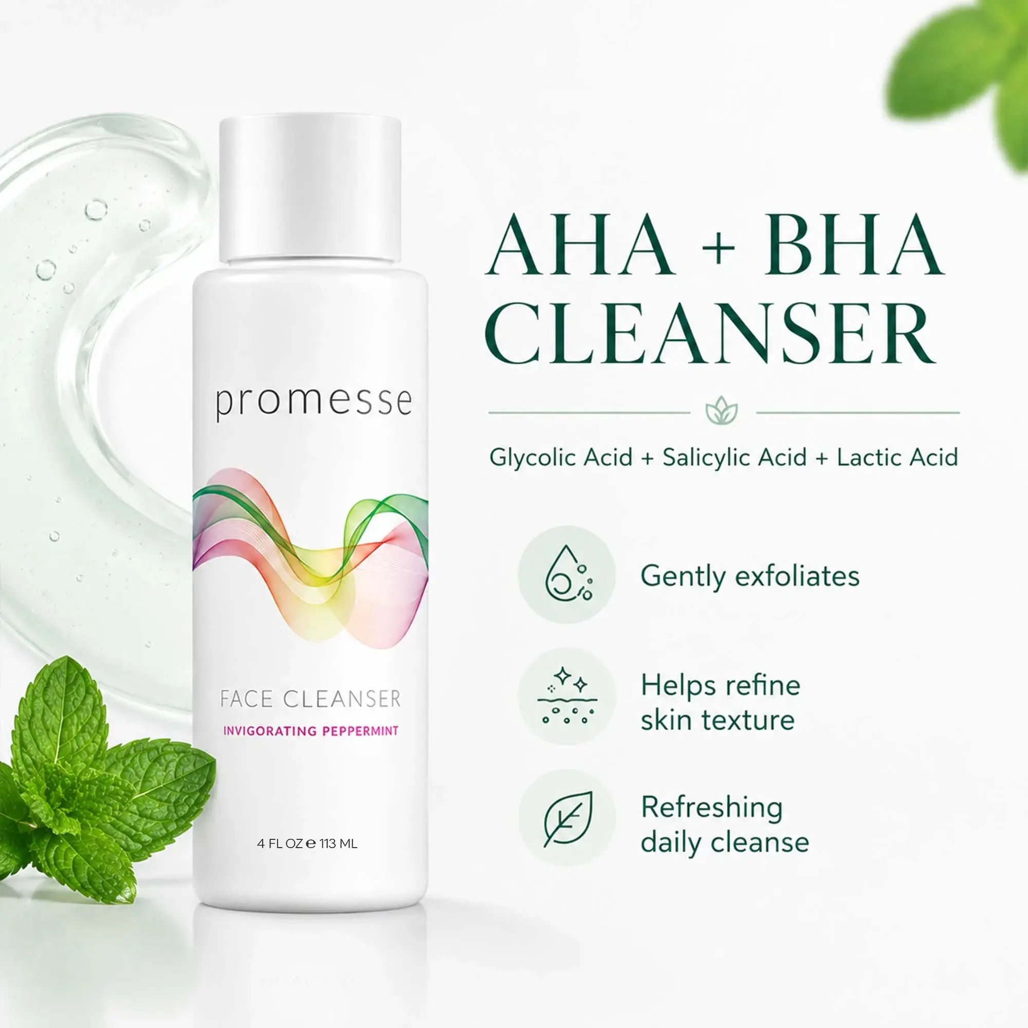 Promesse Peppermint Facial Cleanser Gel 4fl - Image 2