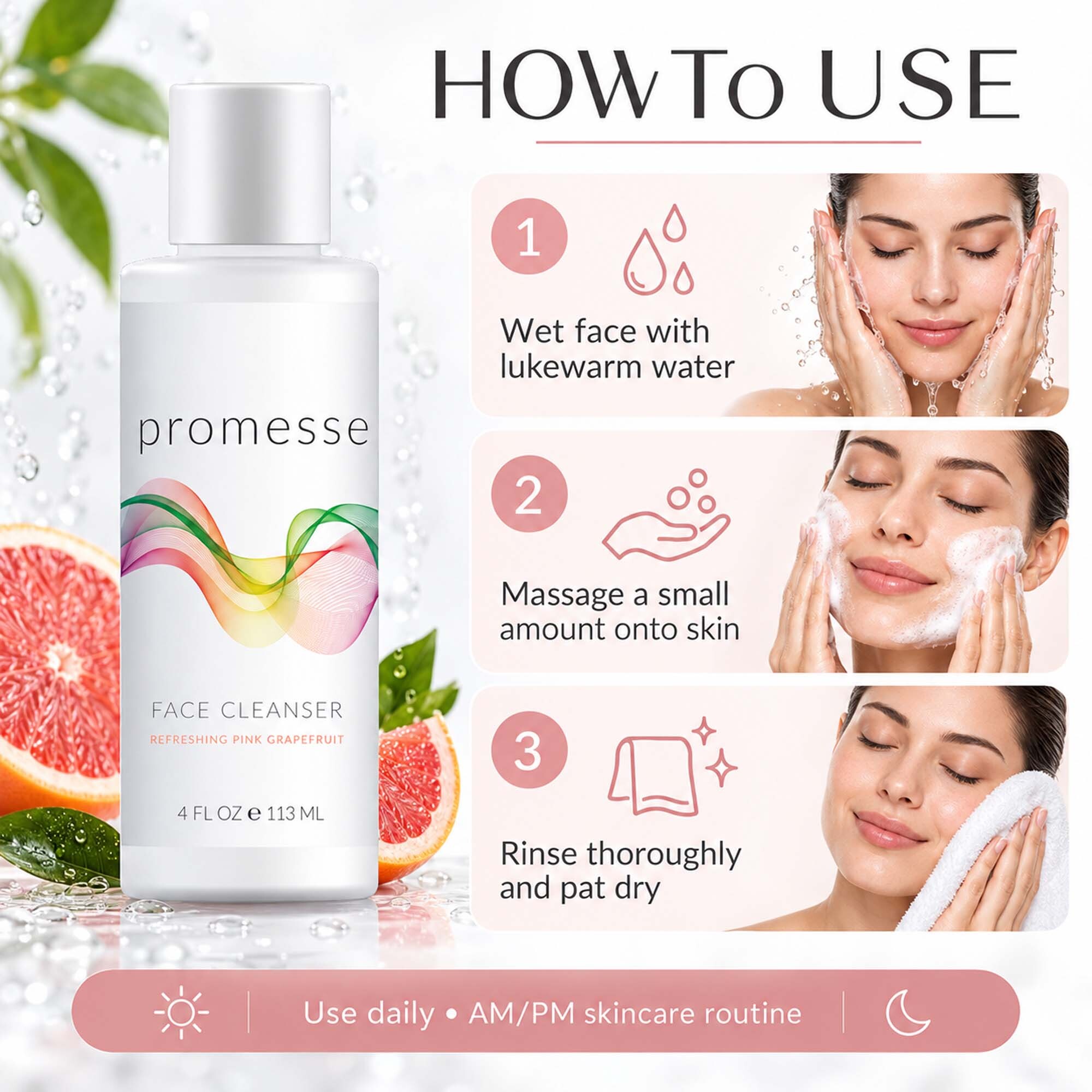 Pink Grapefruit Facial Cleanser Gel for Oily Skin - Image 8