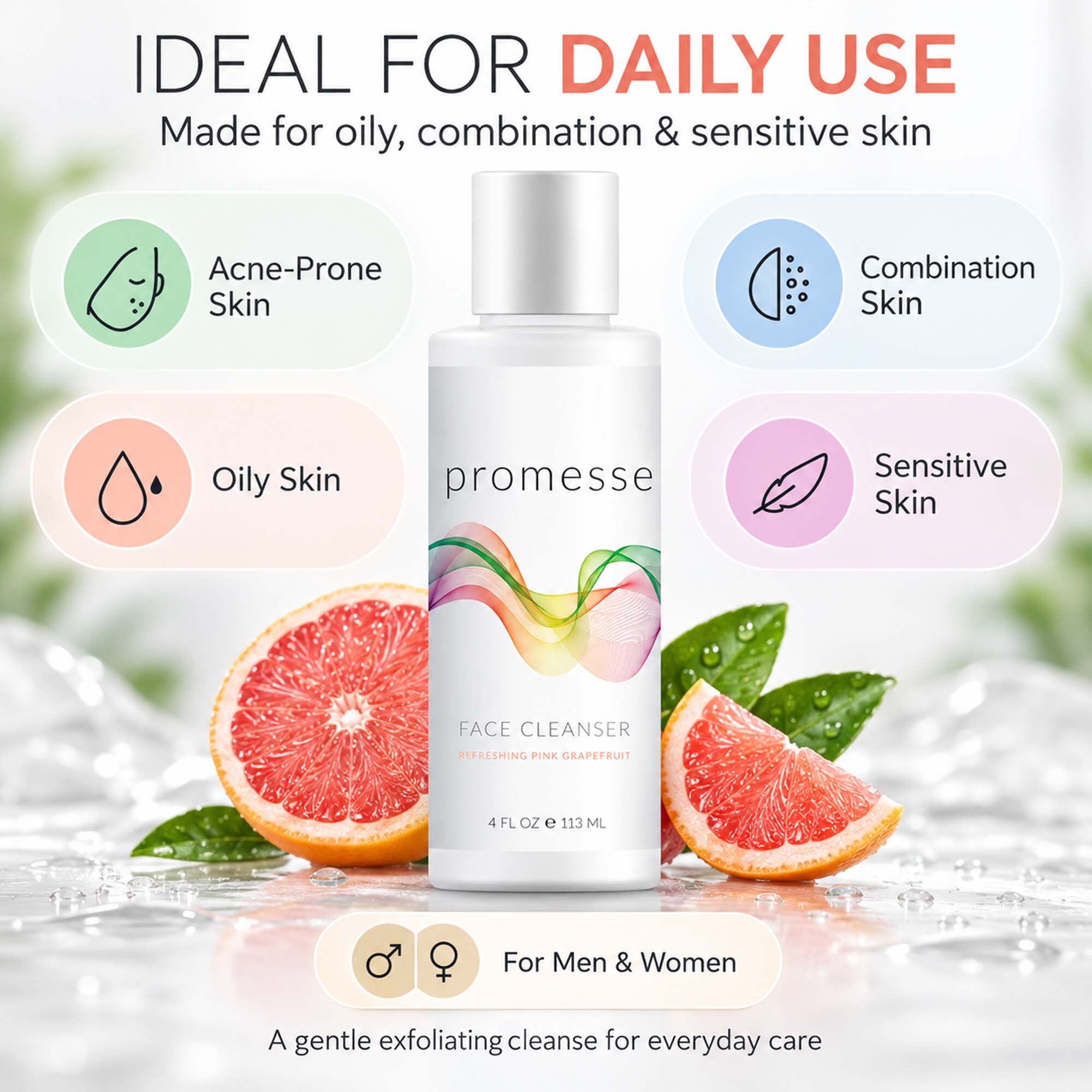 Pink Grapefruit Facial Cleanser Gel for Oily Skin - Image 6