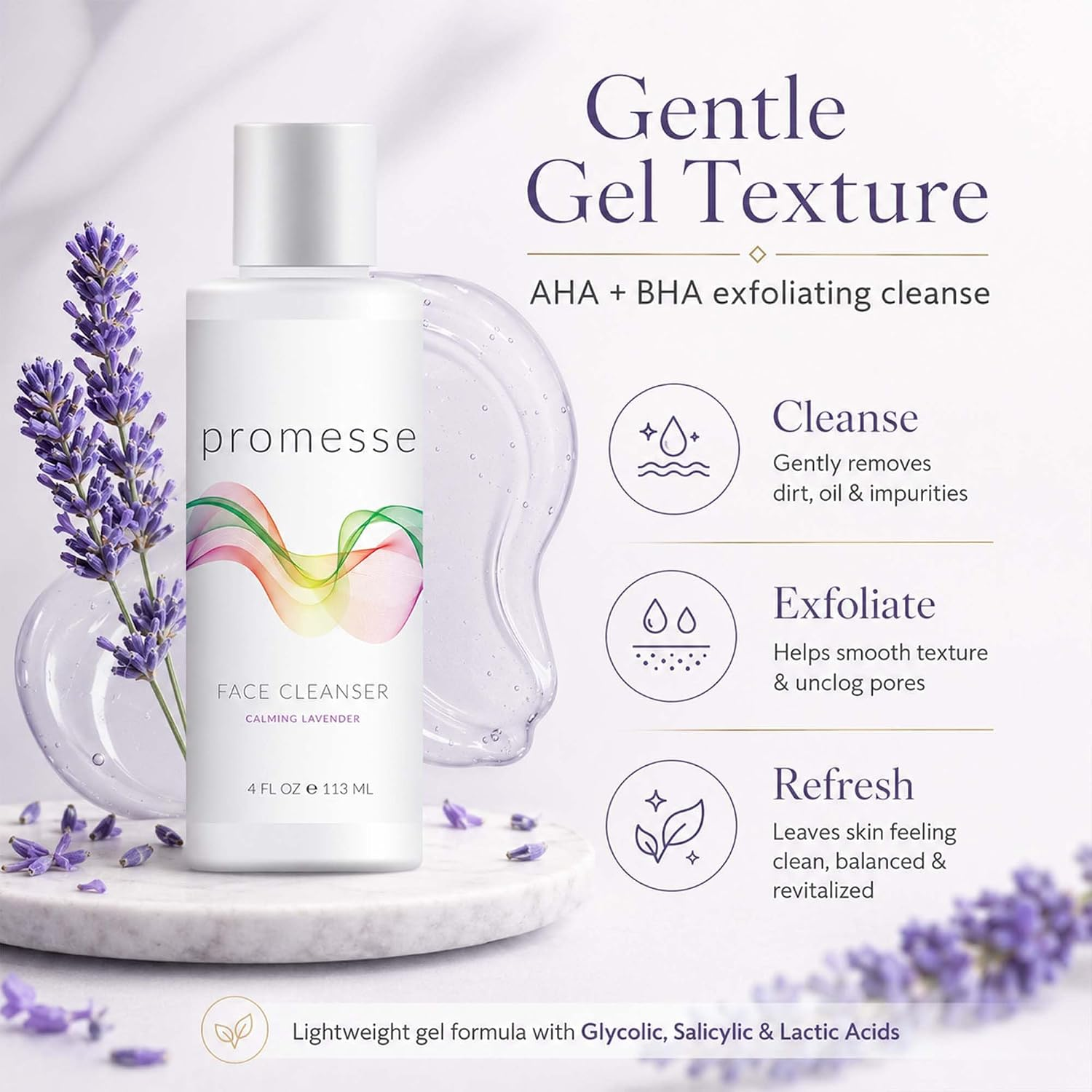 Facial Cleanser Gel for Sensitive Skin | Lavender | 4fl - Image 2