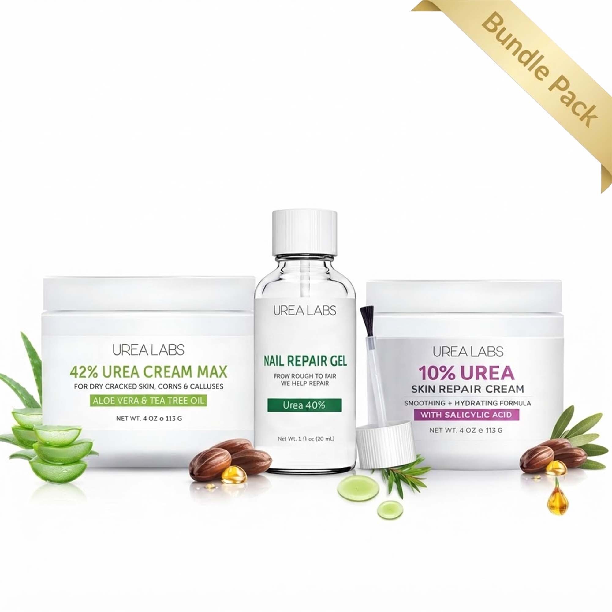 Urea Skin, Foot & Nail Care Bundle | 42% Foot Cream + 40% Nail Gel + 10% Moisturizer