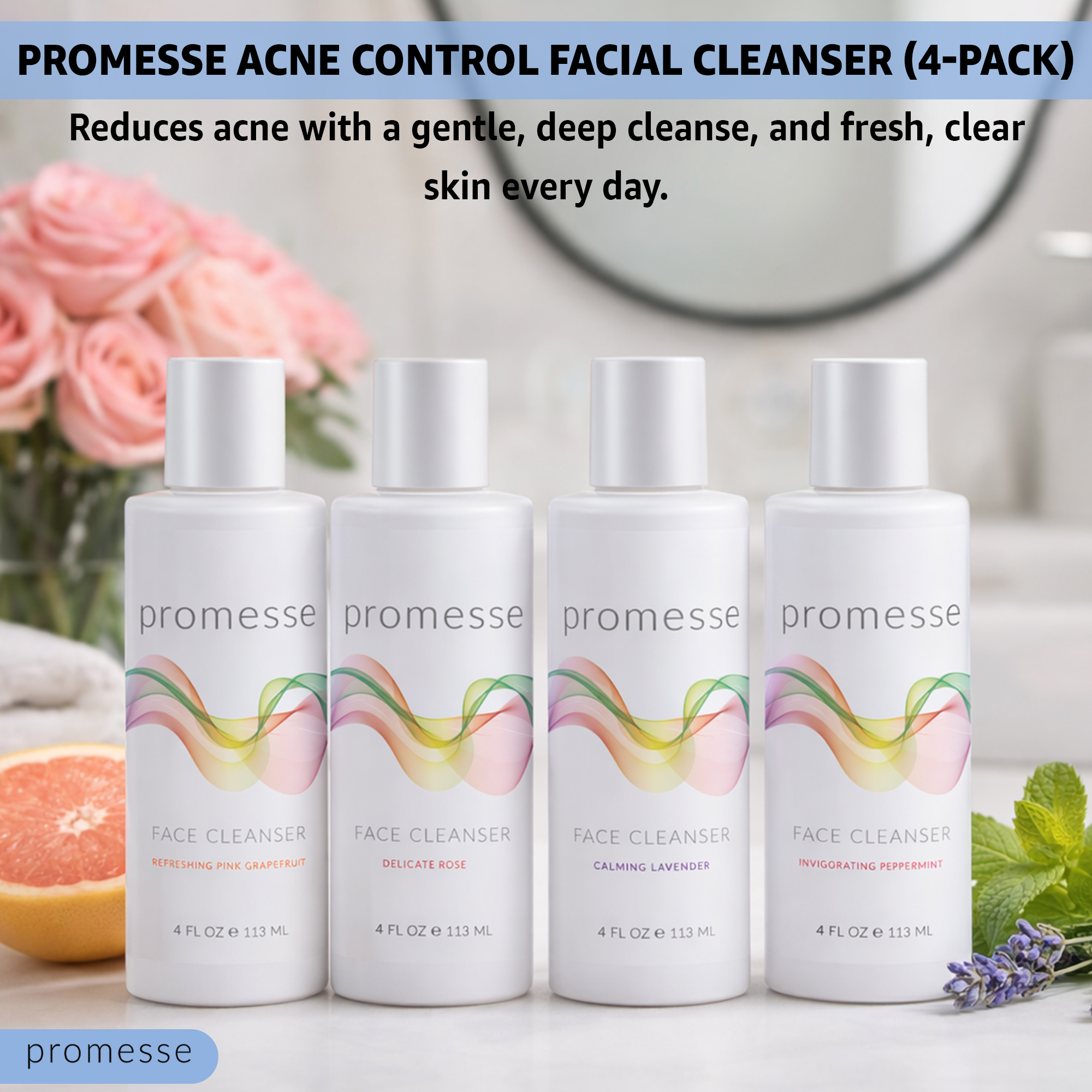 Promesse Facial Cleanser Bundle | 4 Face Wash Gels - Image 4